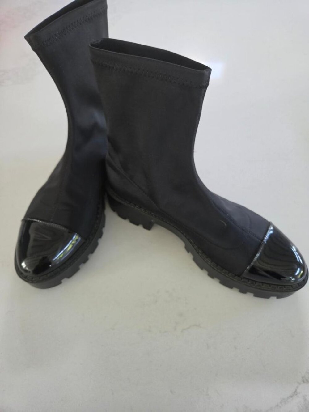 Zara Black Stretch Ankle Bootie with Patent Toe Cap  9/Eur 39 - Picture 3 of 14